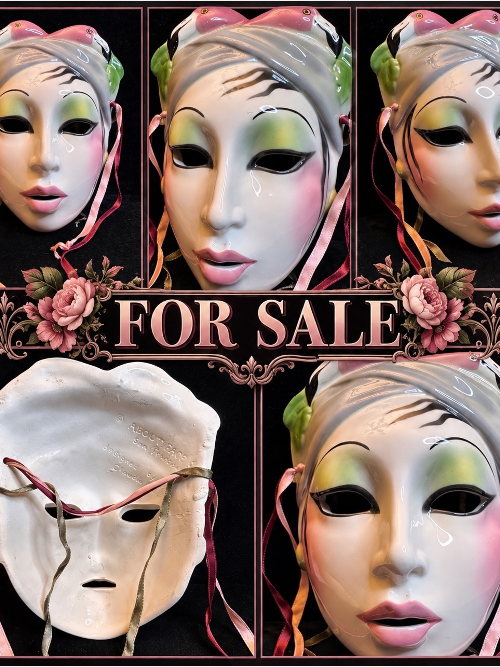 🦩 VINTAGE ABOUT FACE FLAMINGO ART MASK 🦩